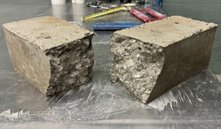 Sample showing plastic in concrete block