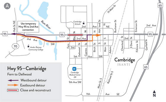 Detour map May to late July