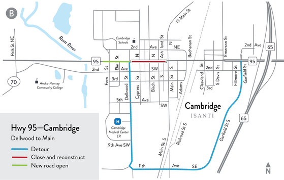 Detour map from late July to mid-October