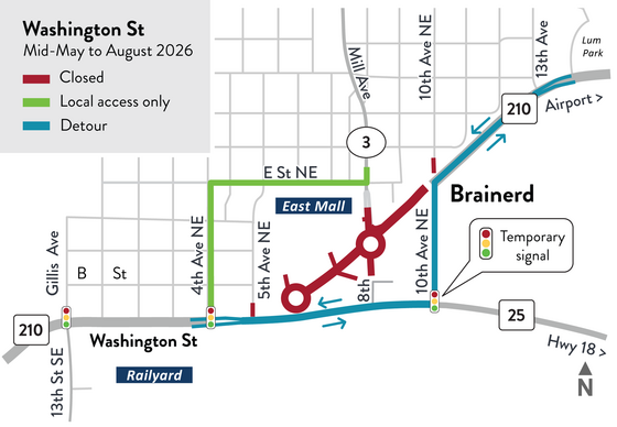 Hwy 210 mall segment detour