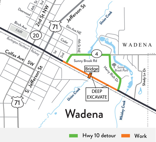 Detour map that uses CR 4 and Harry Rich Dr.