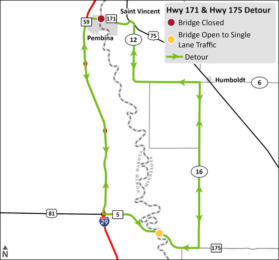Highway 171 detour map