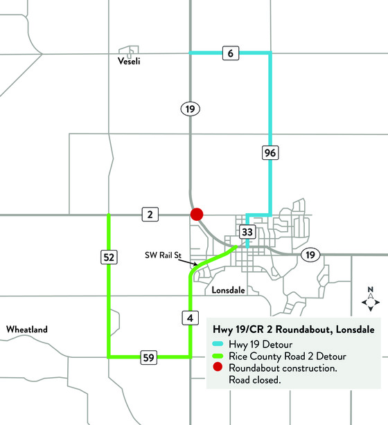 Highway 19 and Rice County Road 2 intersection detour begins May 4 for ...