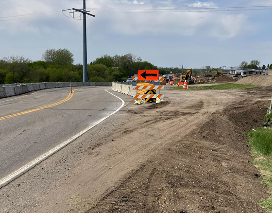 Hwy 210 roundabout construction and lane shift
