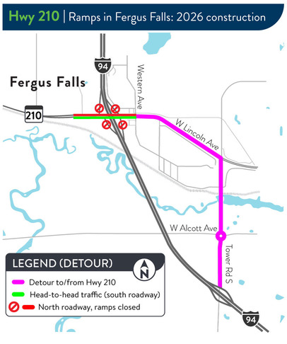 Map Hwy 210 Detour