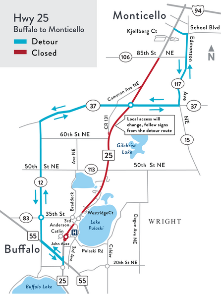 Detour map June 2-late October.