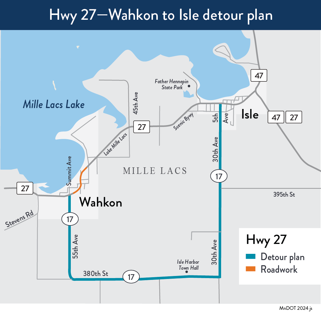 Detour map for Wahkon
