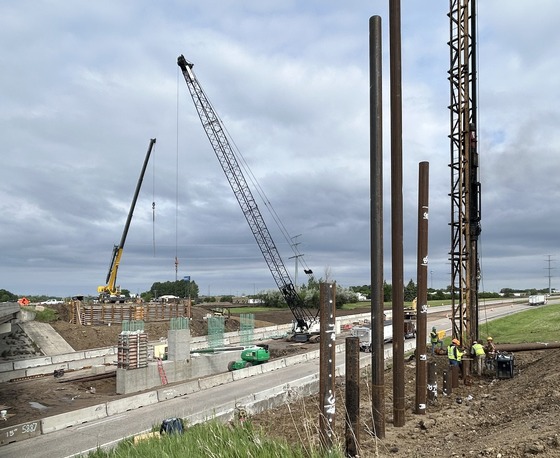 North bridge east side construction and center piers.