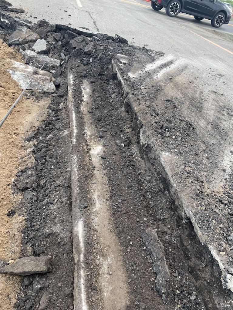 Highway 197 concrete underneath the current bituminous pavement