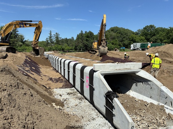 Crews work to install new