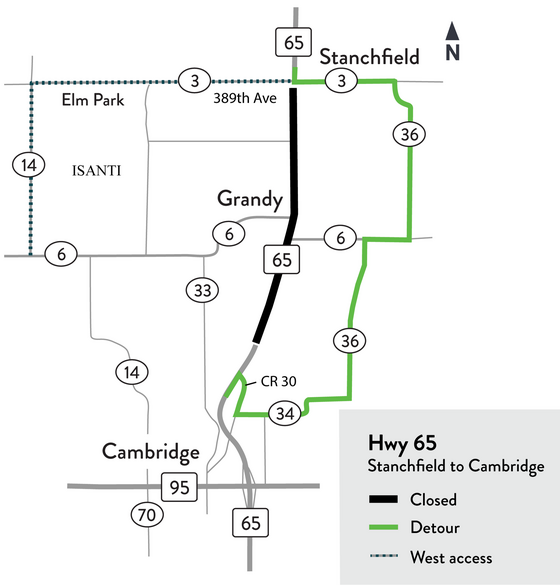 Detour Stanchfield to Cambridge