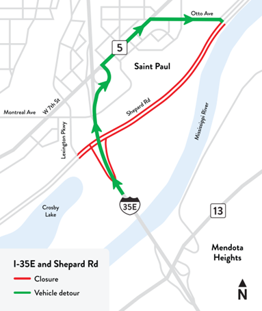 I-35E Shepard road ramp closure