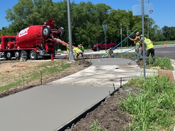 Hwy sidewalk work at CR 37