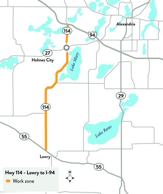 Highway 114 north of Lowry project map