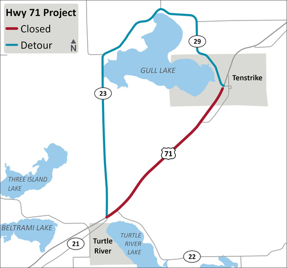 Highway 71 detour map