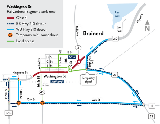 Hwy 210 in-town detour Aug. 10