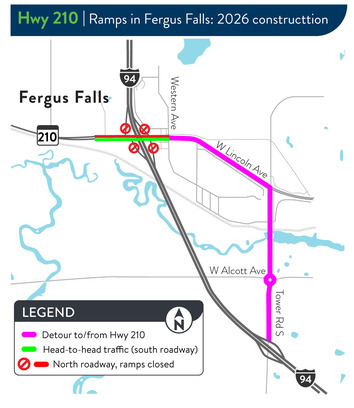 Hwy 210 detour map