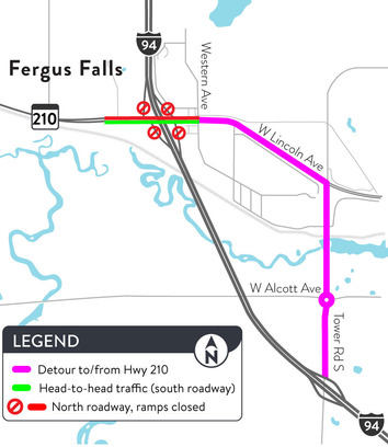 Hwy 210 detour map