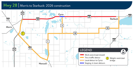 Thru-traffic detour map