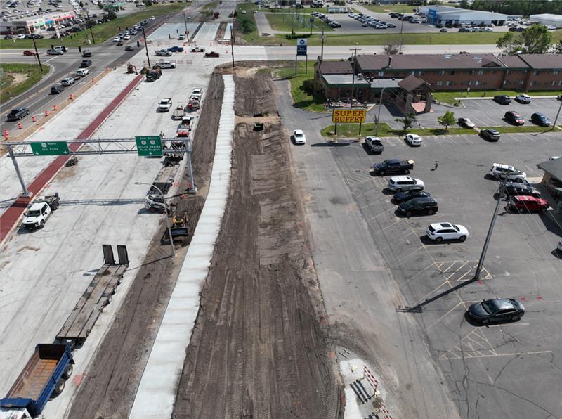 looking east towards intersection