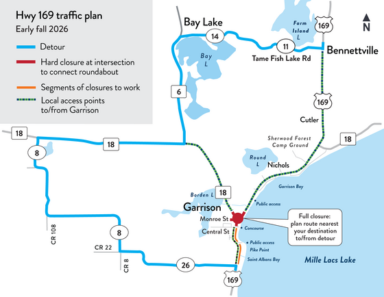 Detour and work zone map - begins Sept. 8