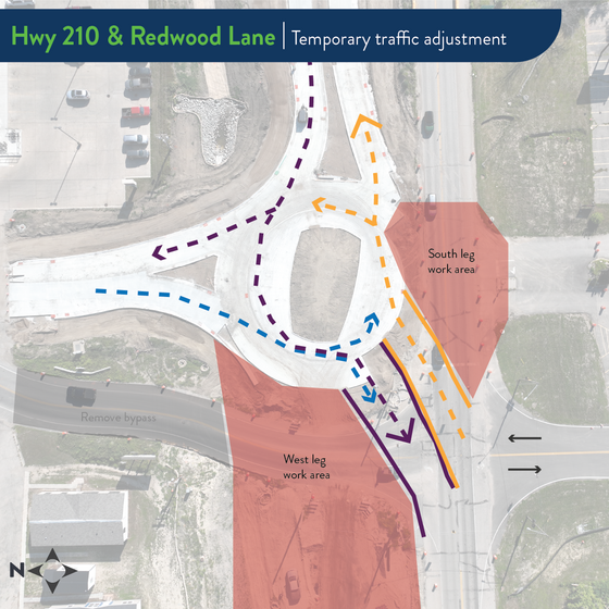 Redwood lane map showing traffic directions during road construction