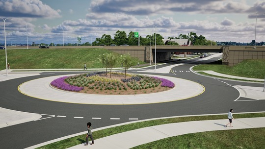 Visual of future roundabout and bridge at Excelsior and Dellwood.