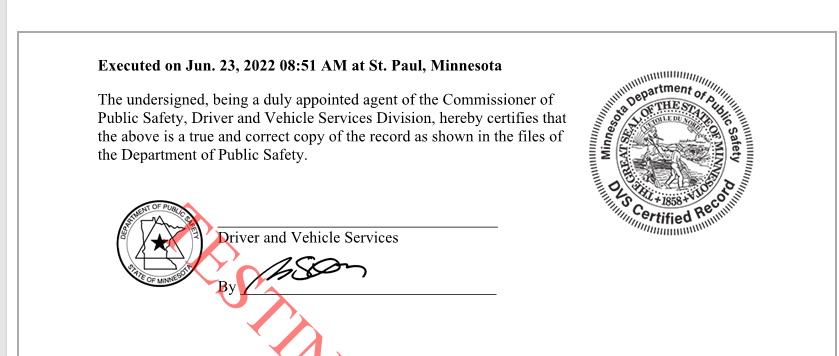 Certified Record Seal