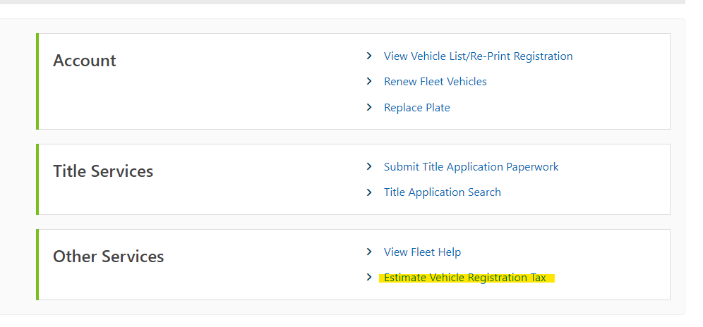 Fleet option to estimate registration tax1 