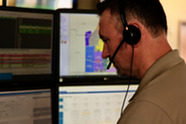 Dispatcher with headset on