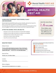 Mental Health First Aid Training flyer