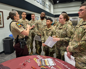 Sergeant April Bogart with interested LETO program candidates