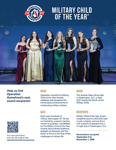 Operation Homefront Military Child of the Year flyer