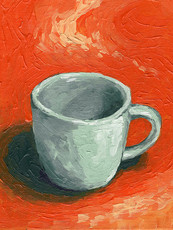 Painting of a mug on canvas