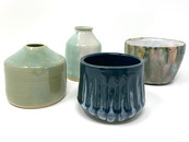 4 glazed ceramic pots