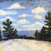 Landscape scene on felt square