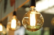 A lit lightbulb