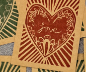 Hand printed Valentine's Day card