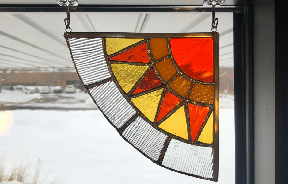 Colorful glass corner suncatcher