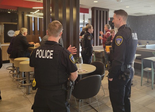 Attendees chat with EPPD officers
