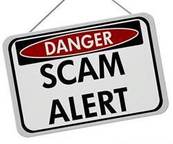 Danger, scam alert sign