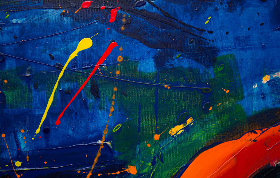 Painting with dark blue and bold colors