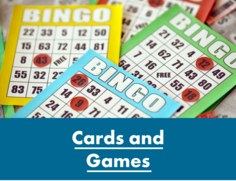 URL link: Cards and games featuring a pile of Bingo cards with chips on them 