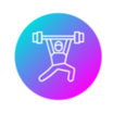 Woman lifting weights icon