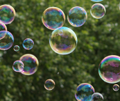 Bubbles floating in the air 