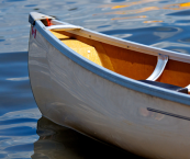 Close-up photo of a canoe in the water