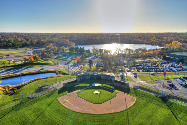 Aerial view of Round Lake Park ball fields