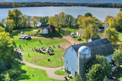 Aerial view of Riley-Jacques Barn during Harvest to Halloween