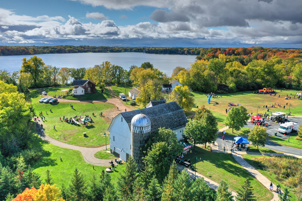 Aerial view of Riley-Jacques Barn