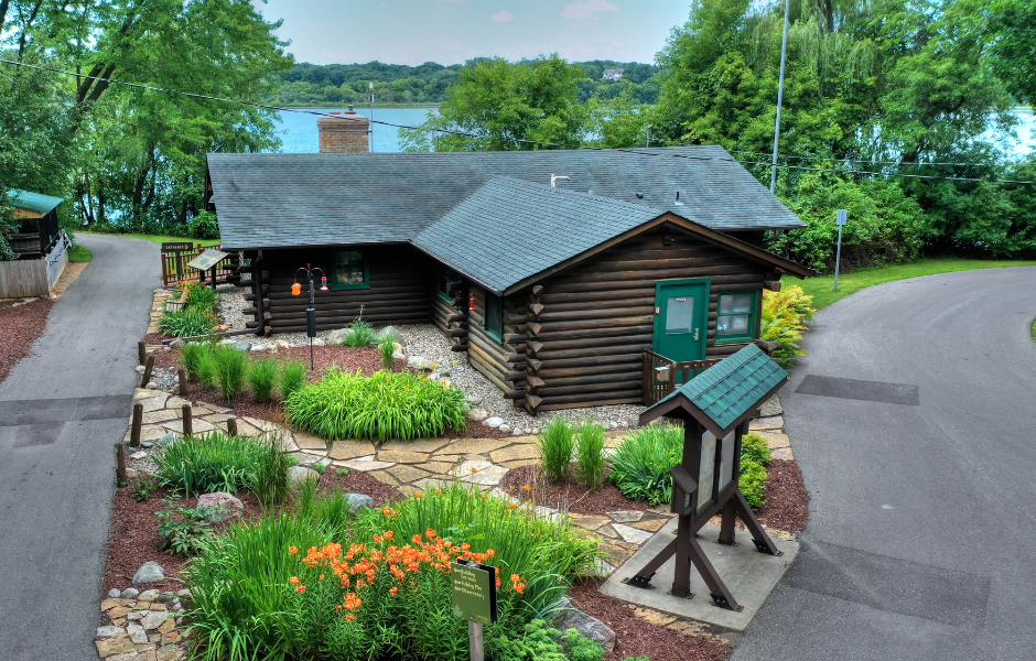 Aerial view of Outdoor Center cabin
